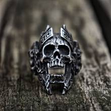 Vintage Helmet Warrior Skull Biker 316L Stainless Steel Ring Men Punk Rock Jewelry 2024 - buy cheap