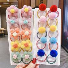 10pcs Girls Hair Accessories Flowers Small Plush Ball Kids Hair Ties Ropes Handmade Bows Toddlers Elastic Hair Bands Scrunchie 2024 - buy cheap