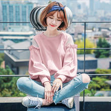 Suéter feminino solto com manga longa, pulôver novo patchwork com rendas transparentes coreano, primavera outono 2020 2024 - compre barato