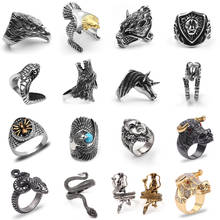 Мужское и женское кольцо в виде головы волка, готическое панк-кольцо в форме орла и змеи, ювелирные изделия для подарка 2024 - купить недорого