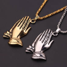 New Trendy Praying Hands Pendant Necklace Men's Necklace Fashion Metal Religious Amulet Pendant Accessories Party Jewelry 2024 - buy cheap
