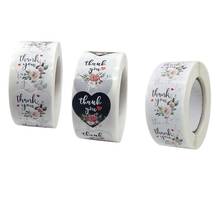 5000piece wholesale Flower Thank You round love Heart seal sticker label black packaging DIY 1inch 2024 - buy cheap