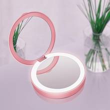 Makeup Mini LED Light Mirror Portable Tri-fold Illuminating Folding Power Bank Makeup Mirror USB Chargeableable Cosmetic Mirror 2024 - buy cheap