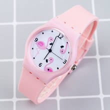 Relojes de silicona de Color caramelo para mujer y niña, pulsera de flamenco a la moda, de cuarzo con dibujos animados, envío directo, novedad 2024 - compra barato