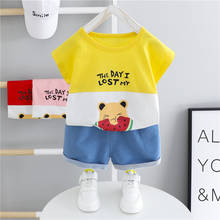 HYLKIDHUOSE/комплекты одежды для маленьких мальчиков и девочек, летняя футболка с короткими рукавами для малышей 2020, шорты, детская повседневная одежда 2024 - купить недорого