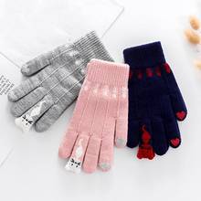 Warm Winter Knitted Gloves Full Finger Mittens Cute Cartoon Cats Touched Screen Gloves Handschoenen gants femme варежки 2024 - buy cheap