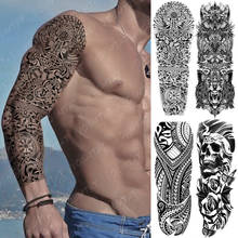 Большая рука рукава тату змея Сова медведь маори Водонепроницаемая временная татуировка стикер череп-Тотем боди арт полный поддельный тату для женщин и мужчин 2022 - купить недорого