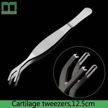 Cartilage tweezers double design stainless steel 12.5cm surgical forceps notched forceps surgical operating instrument 2024 - buy cheap