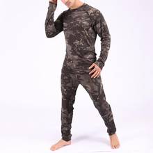 Men Camouflage Print Long Sleeve Top Pants Jogging Pants Gym Trousers Outfit Winter Thermal Underwear Set 2024 - buy cheap