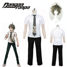 Super Danganronpa 2 Hajime Hinata Uniform Cosplay Costume For Men Dangan Ronpa Hajime Hinata Short Linen Brown Wig Halloween 2024 - buy cheap