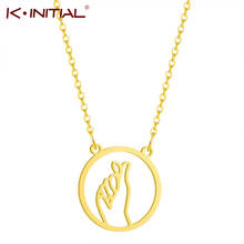 Kinitial Gestures Sign Language Necklaces For Women Chain Hand Pendant Bijoux Femme Charm Hollow Rund Gemetric Necklace collar 2024 - buy cheap