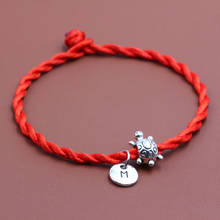 Pulseira de tartaruga, bracelete artesanal para mulheres e homens, cores vermelhas e letras, pingente de corda 2024 - compre barato