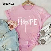 JFUNCY informal-Camiseta de algodón para mujer, remera con estampado de letras HOPE, camisetas de gran tamaño Harajuku con gráficos 2024 - compra barato