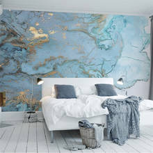 Mural de papel tapiz fotográfico personalizado, Elegante, ligero, lujoso, azul dorado texturizado, TV, Fondo de pared, tapety behang 2024 - compra barato
