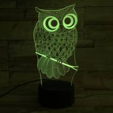 Animal 3d Illusion Table Lamp Owl Light for Kids Bedroom Decoration Nightlight Led Rgb Touch Sensor Table Light Good Night Owl 2024 - buy cheap