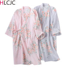 2020 New Sexy Flower Fresh Kimono Robes Women Bathrobes 100% Gauze Cotton Thin Japanese Casual Summer Women Nightgowns Robes 2024 - buy cheap