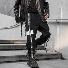 NEW Street Casual Darkly Style Pockets Ribbons Hip Hop Men's Cargo Sweatpants Joggers Trousers Fashion Full Length Pencil Pants 2024 - buy cheap