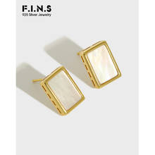 F.I.N.S Korean Woman S925 Sterling Silver Earrings INS Style Geometric Square Shell Stud Earrings Female Minimalist Jewelry 2024 - buy cheap