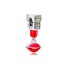 Fits for Pandora Charms Bracelets Glamour Love Kiss Beads with Red Enamel 100% 925 Sterling Silver Jewelry Free Shipping 2024 - buy cheap