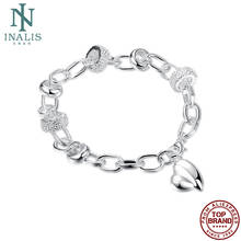 INALIS Small Peach Bracelet For Women Heart Link Chain Round Silver-Plated Bracelets Fashion Romantic Jewelry The New Listing 2024 - buy cheap