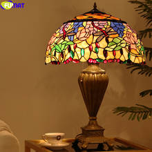 Fumat lâmpada de mesa tiffany, luz de mesa em vidro colorido, deusa do libélula borboleta, decoração de casa, iluminação nórdica de arte 2024 - compre barato