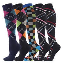 New Woman Men Compression Stockings Geometric Square Shaped Elastic Compression Under the Knee Socks Outdoor Sports Sock 2024 - buy cheap