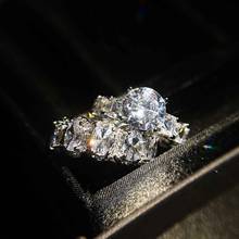 Luxury Ring Sets Fashion Geometric Rhinestones Zircon Ring For Women Jewelry Accessories Bride Wedding Engagement Shiny Rings 2024 - купить недорого