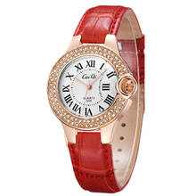 Reloj de lujo con diamantes de imitación para Mujer, pulsera de cuarzo con correa de cuero, color oro rosa, precio barato, envío directo 2024 - compra barato