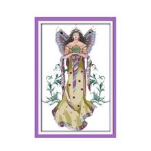 Fairy cross stitch kit people 18ct 14ct 11ct count print canvas stitches embroidery DIY handmade needlework 2024 - buy cheap