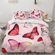 3D Bedding Sets luxury Single Queen Double Full King Twin Bed linen For home Duvet cover bedspread х260 240 Pink butterfly 2024 - buy cheap