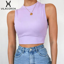 Purple Round Neck Cotton Female Tank Top Backless Cross Bandage Hollow Out Crop Top Solid Sleeveless Bodycon Women Top Vest 2024 - buy cheap