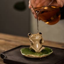 Jingdezhen-miniaturas de té de rana de cerámica, estilos de expresión, Mini escultura de rana, modelo de adorno, artesanía, figuritas, decoración del hogar 2024 - compra barato