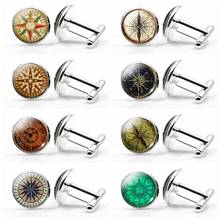 New High Quality Compass Cuff Links,Vintage Glass Cabochon Alloy Cuff Links for Men Shirt Accessories (It's Not A Real Compass) 2024 - buy cheap