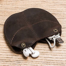 Leather Retro Storage Case Portable Earphone Organizer Wrap Storage Bag Coin Bag Headphone Data Cable Winder 2024 - buy cheap