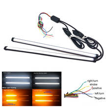 Kit de led para carro branco + âmbar 30cm, tira de luz para cavaleiro, pisca-pisca deslizante, 30cm 2024 - compre barato