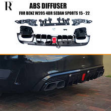 ABS Rear Bumper diffuser with Exhaust tips for Benz W205 Sedan S205 Wagon C180 C200 C300 C400 C450 C43 C63 C63s 15 - 22 2024 - buy cheap