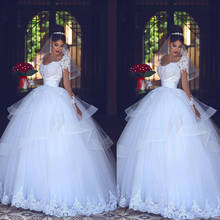 Белое свадебное платье Luulla Vestido De Novia, свадебное платье с кружевными рукавами и аппликацией, бальное платье для невесты на заказ 2024 - купить недорого