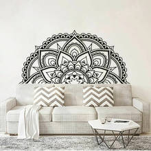 Half Mandala Wall Stickers For Bedroom Home Decor Beautiful Flowers Wall Decals Decoration Office Windows Vinyl Murals Y202 2024 - buy cheap