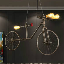 Lámpara colgante Vintage para bicicleta, luz nórdica rústica Retro de hierro para café, dormitorio, restaurante, Bar, negra 2024 - compra barato
