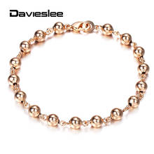 New 585 Rose Gold Bead Chain Bracelet for Women Girls Lobster Clasp Wedding Bangles Fashion Jewelry Best Gifts DCBM02 2024 - buy cheap