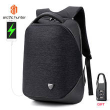 Mochila para carregamento usb do ártico, modelo masculino, com plugue anti roubo, mochila de laptop 15.6 ", à prova d'água, bolsa grande para viagem 2024 - compre barato