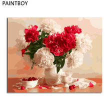 Pintura de paintboy moldada diy, pintura por números de flor, para artesanato, pintura a óleo, decoração para casa para sala de estar 2024 - compre barato
