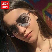 Leonlion-óculos de sol unissex, moldura grande e quadrada, feixe duplo, óculos escuros, retrô, uv400, 2021 2024 - compre barato