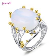 Fashion 925 Sterling Silver Simple Twist Stackable Geometric Moonstone Finger Ring for Women Fine Jewelry 2021 New 2024 - buy cheap