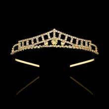 Corona de boda de novia con diamantes de imitación europeos y americanos, diadema de corona dorada para foto, diadema de estilo de boda, venta directa de fábrica 2024 - compra barato