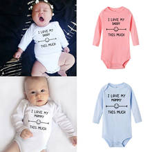 Baby Bodysuit Newborn Baby Long Sleeves Kids Clothes I LOVE MY DADDYMOMMY THIS MUCH Print Twin Baby Matching Jumpsuit 2024 - buy cheap