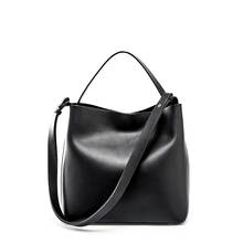 Saco do mensageiro das mulheres balde bolsa de ombro grande capacidade do vintage couro genuíno senhora bolsa designer luxo bolsos mujer preto 2024 - compre barato