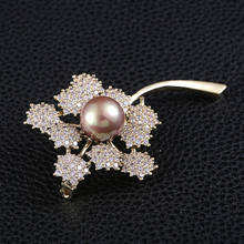 Cubic Zirconia Dandelion Brooches for Women Gift Luxury Plant Gold Color Brooch Pin with Pearl Jewelry Badge Pins broche luxe 2024 - buy cheap