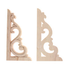 1Pair Unpainted Wood Carved Corner Onlay Applique Frame For Home Furniture Wall Cabinet Door Decor Crafts 12*6cm 2024 - buy cheap