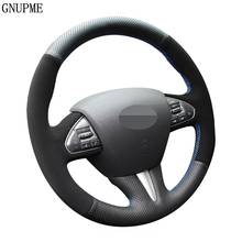 Hand-Stitched Soft Black Genuine Leather Suede Car Steering Wheel Cover For Infiniti Q50 2018-2019 Q60 2016-2018 QX50 2024 - buy cheap